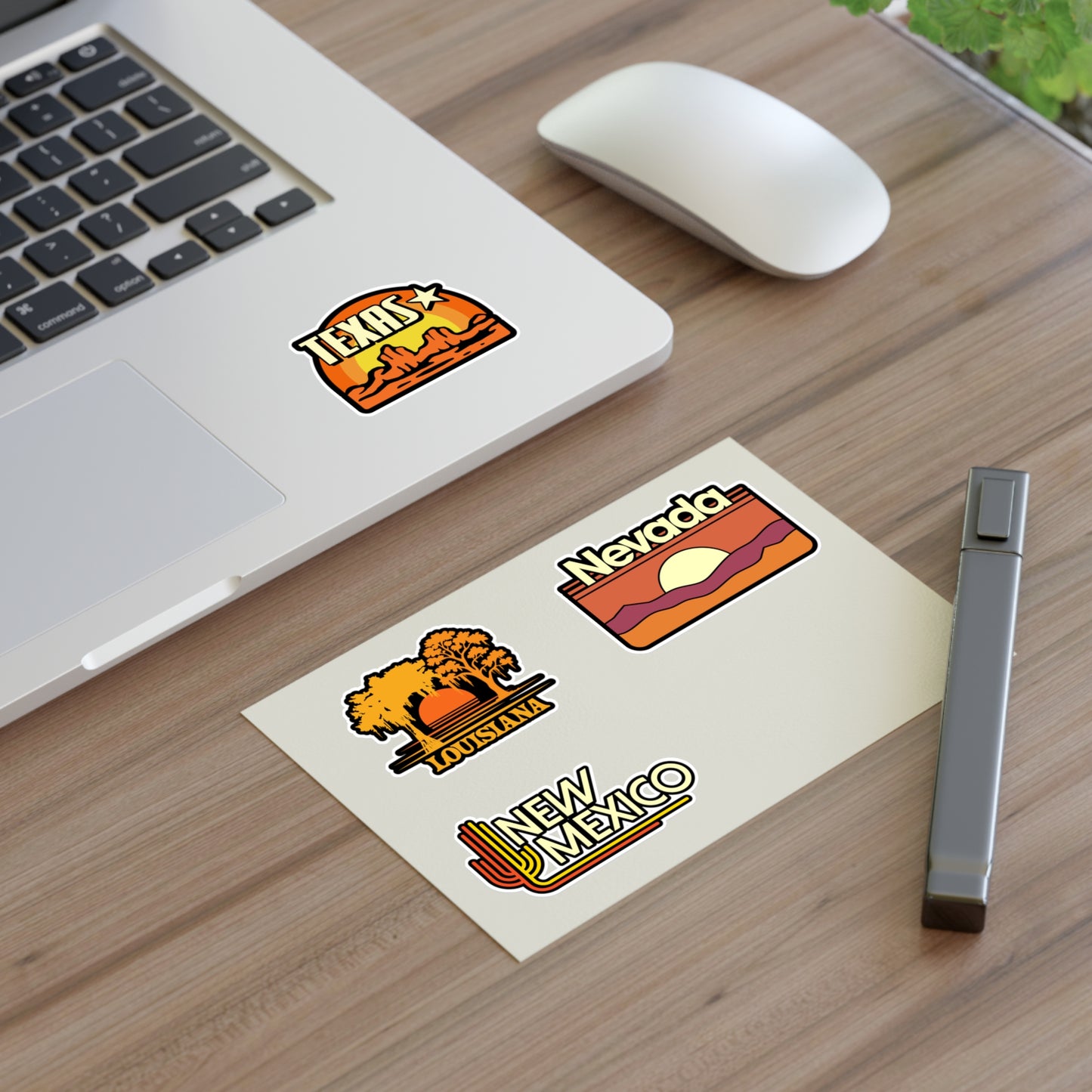Louisiana, Nevada, New Mexico, Texas Retro Stickers