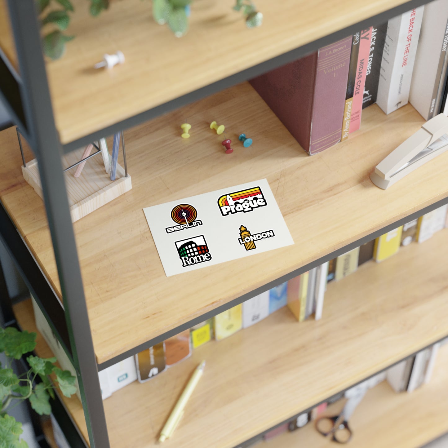 Berlin, Prague, Rome, London Retro Stickers