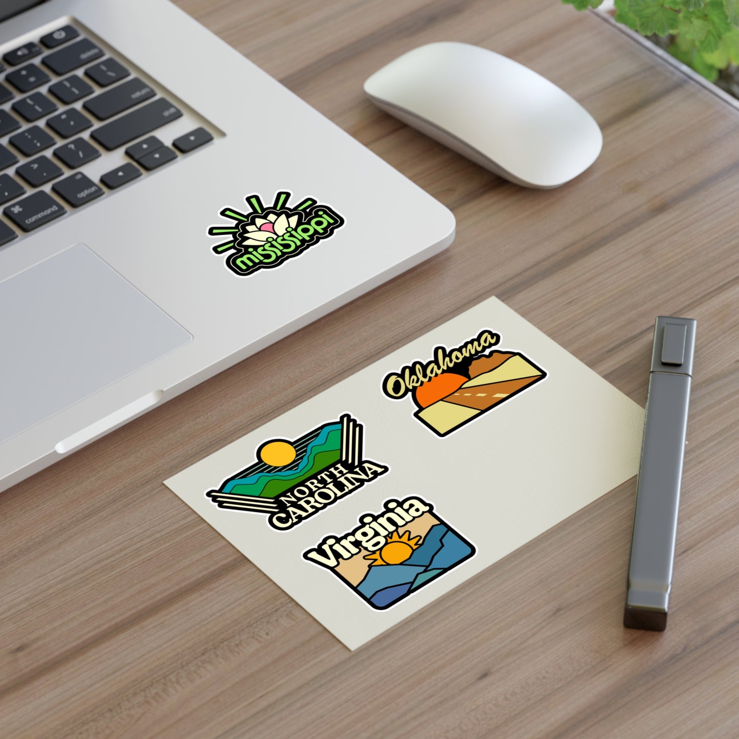 North Carolina, Oklahoma, Virginia, Mississippi Retro Stickers