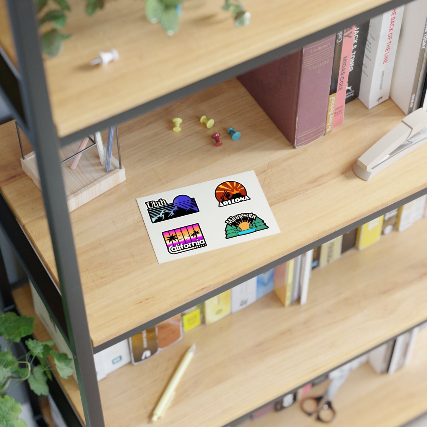 Utah, Arizona, California, Minnesota Retro Stickers