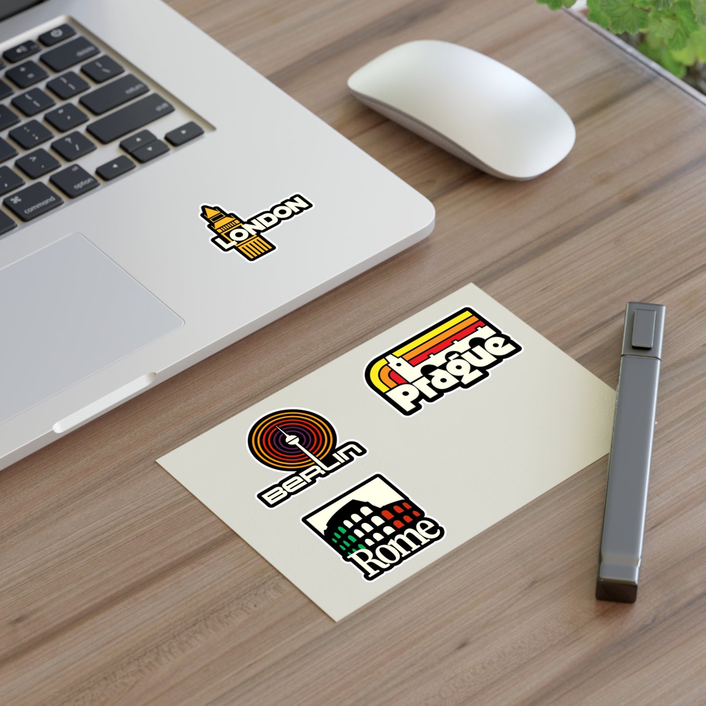 Berlin, Prague, Rome, London Retro Stickers