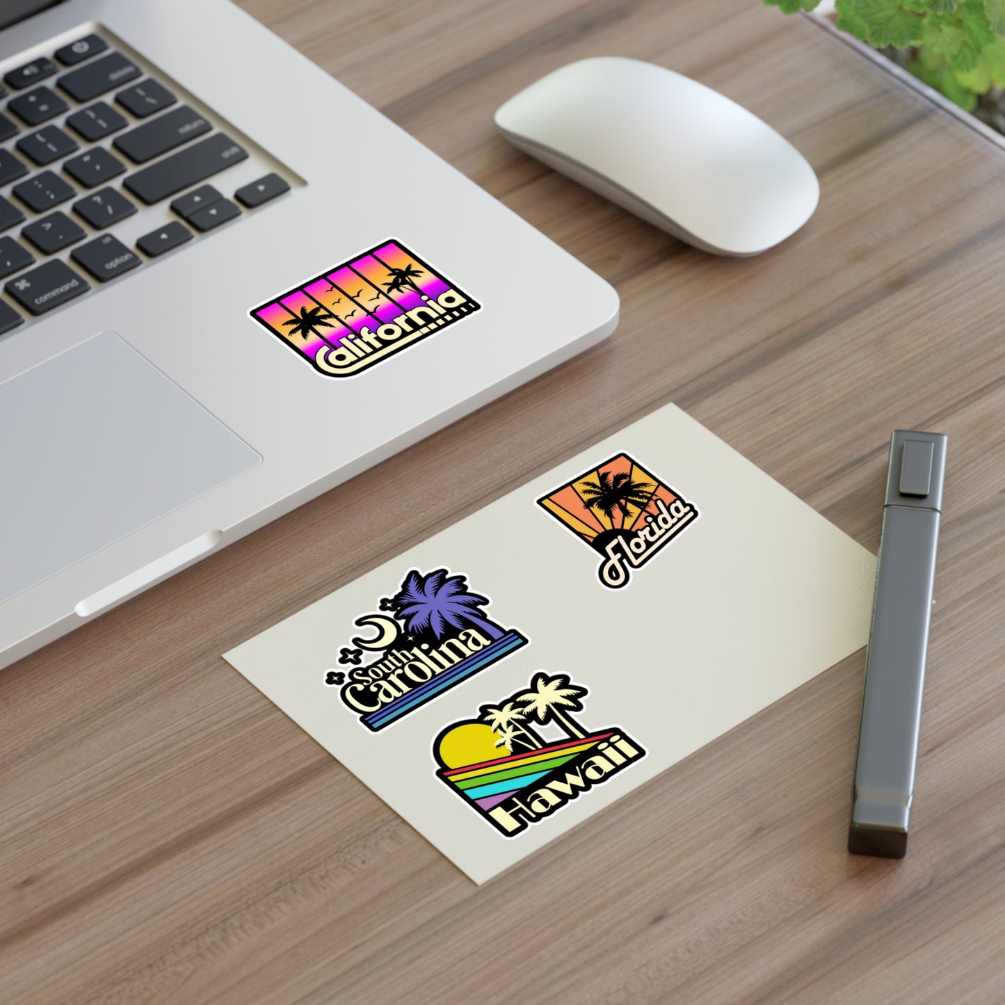 South Carolina, Florida, Hawaii, California Retro Stickers