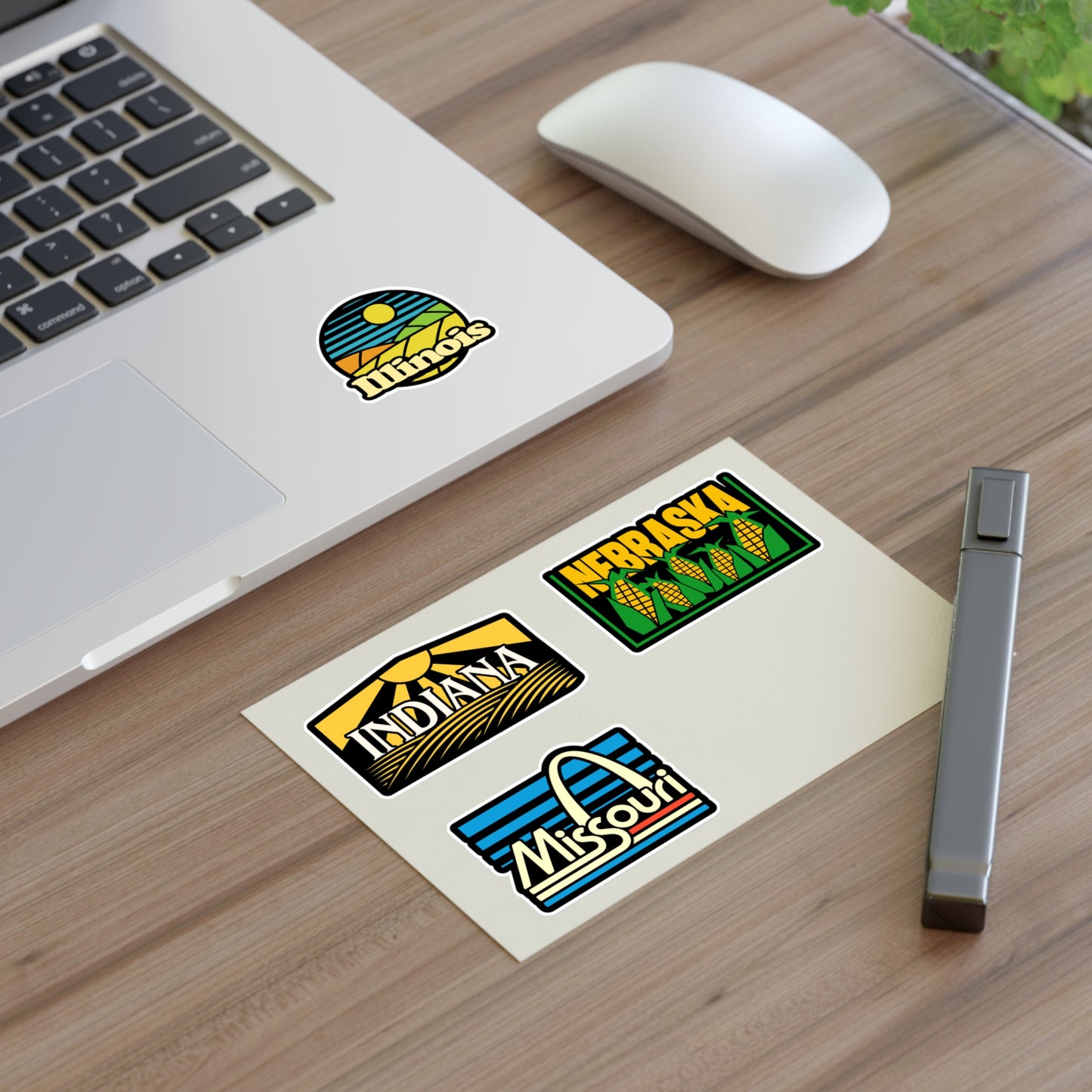 Indiana, Nebraska, Missouri, Illinois Retro Stickers
