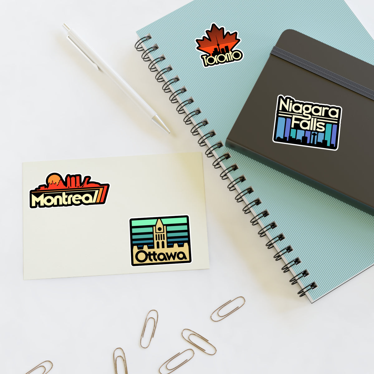 Montreal, Toronto, Niagara Falls, Ottawa Retro Stickers