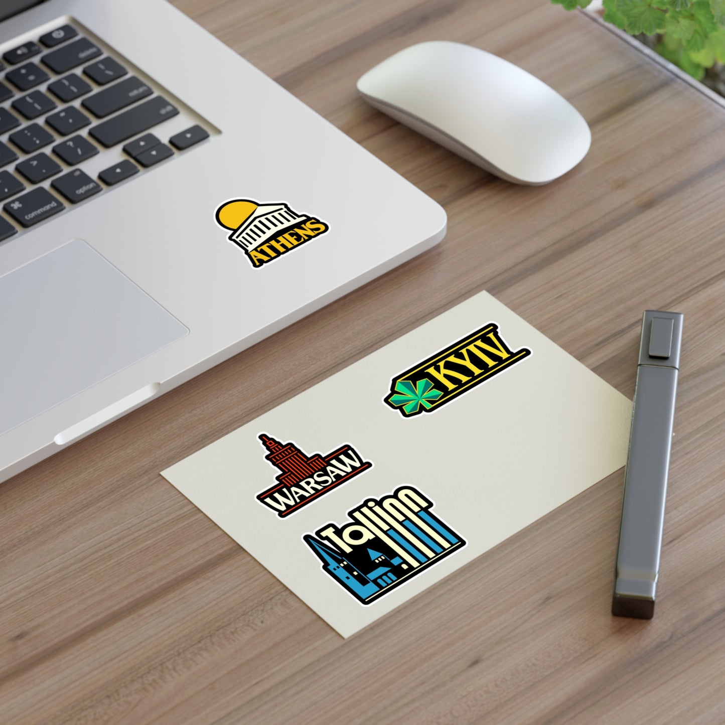 Warsaw, Kyiv, Tallinn, Athens Retro Stickers