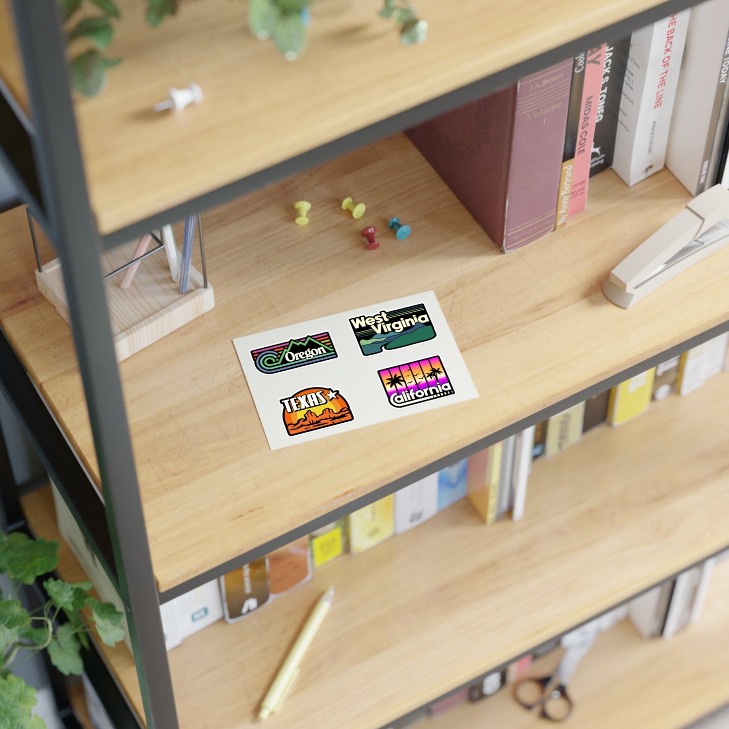 Oregon, West Virginia, Texas, California Retro Stickers