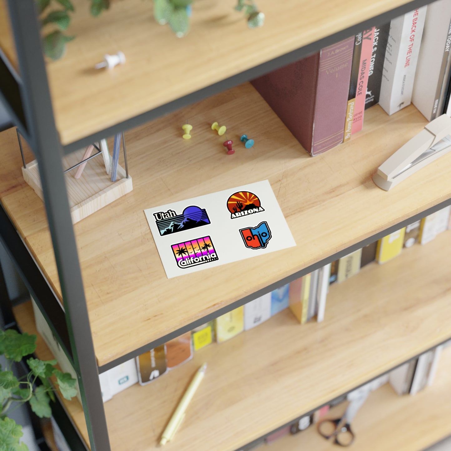 Utah, Arizona, California, Ohio Retro Stickers