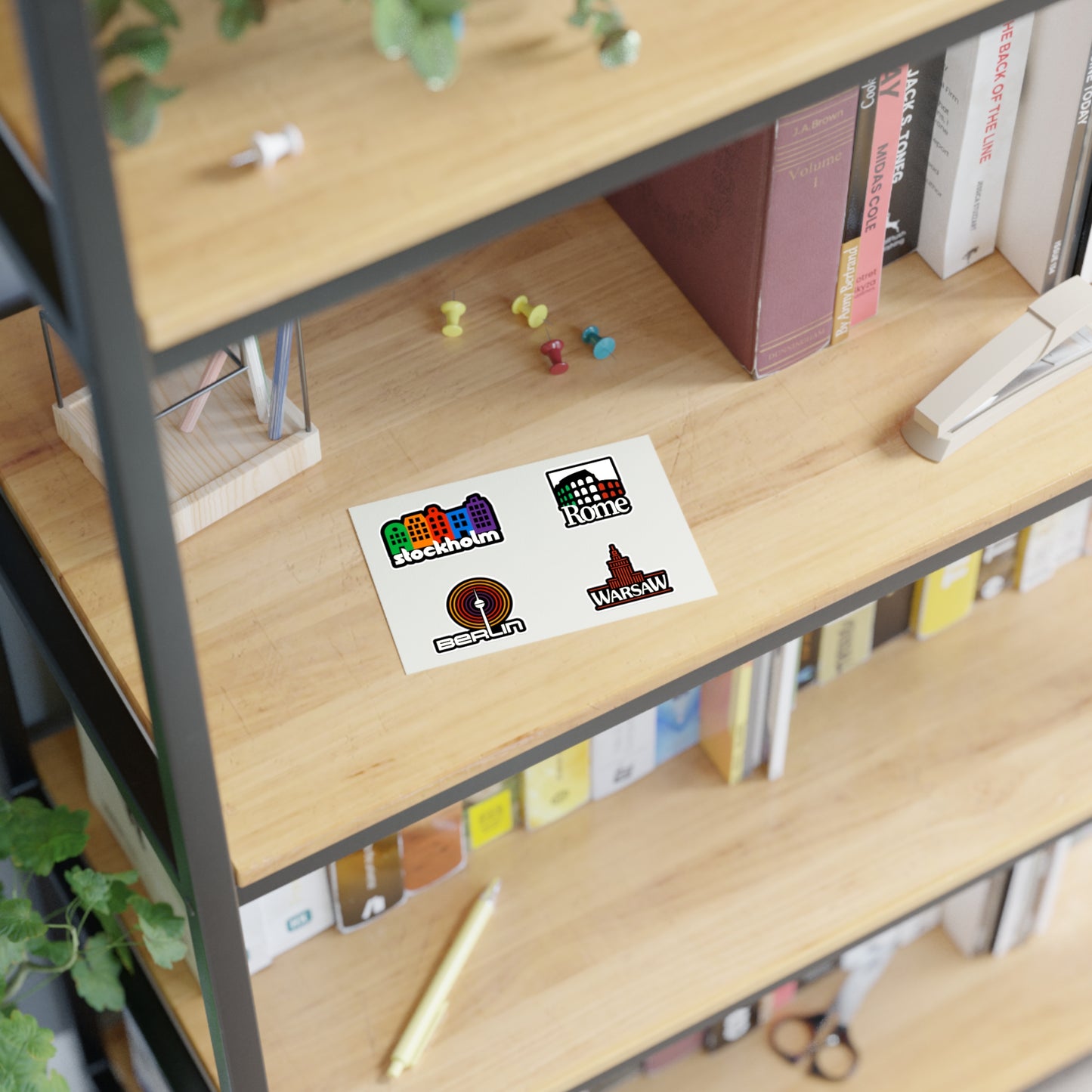 Stockholm, Rome, Berlin, Warsaw Retro Stickers