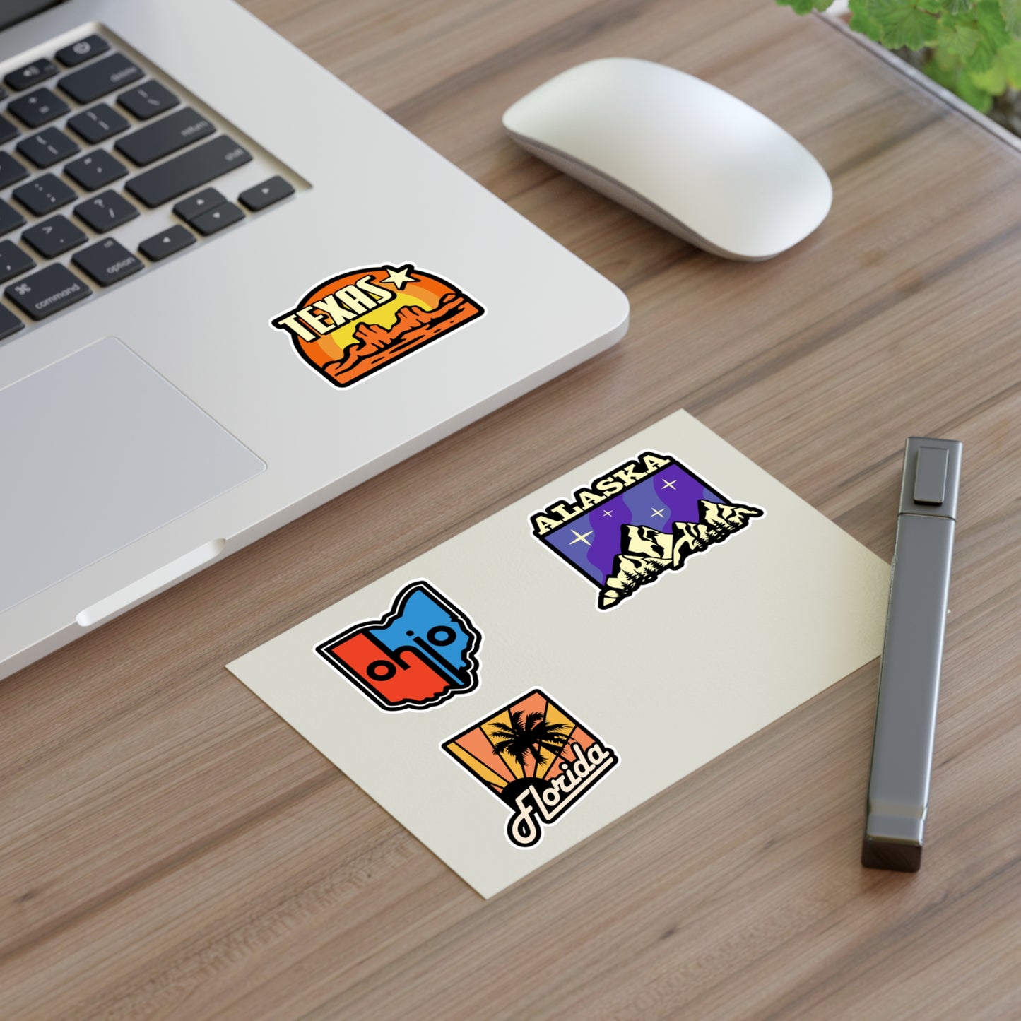 Ohio, Alaska, Florida, Texas Retro Stickers