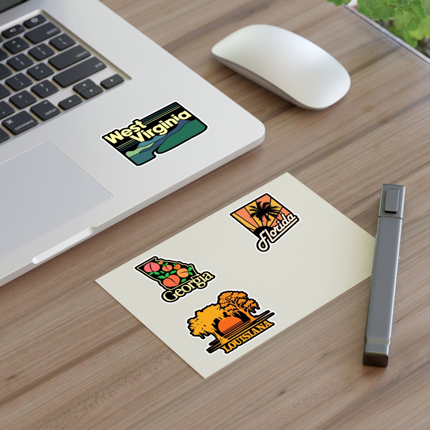 Georgia, Florida, Louisiana, West Virginia Retro Stickers
