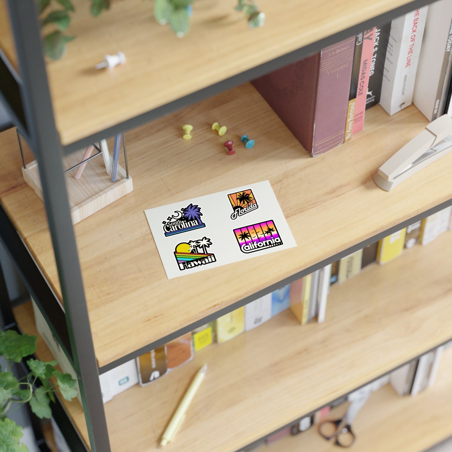 South Carolina, Florida, Hawaii, California Retro Stickers