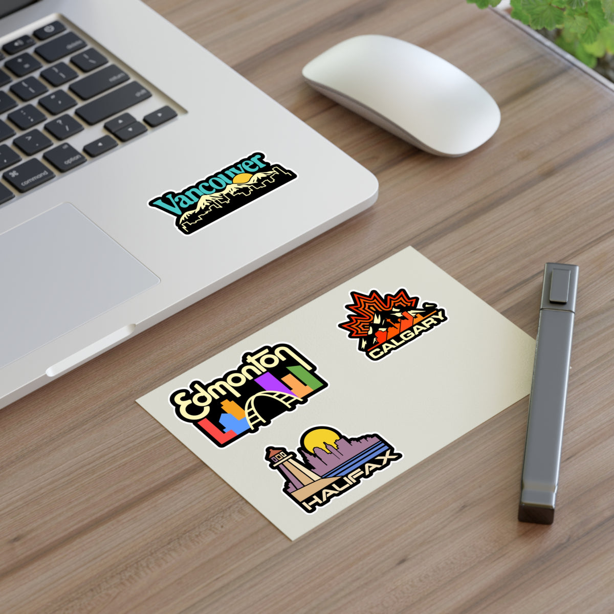Edmonton, Calgary, Halifax, Vancouver Retro Stickers