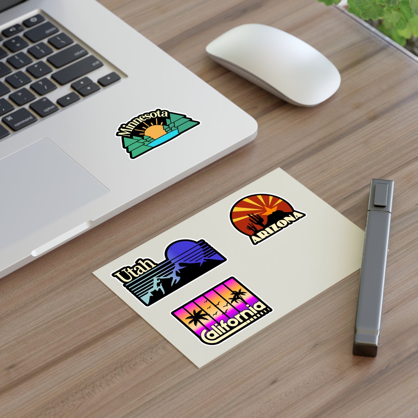 Utah, Arizona, California, Minnesota Retro Stickers