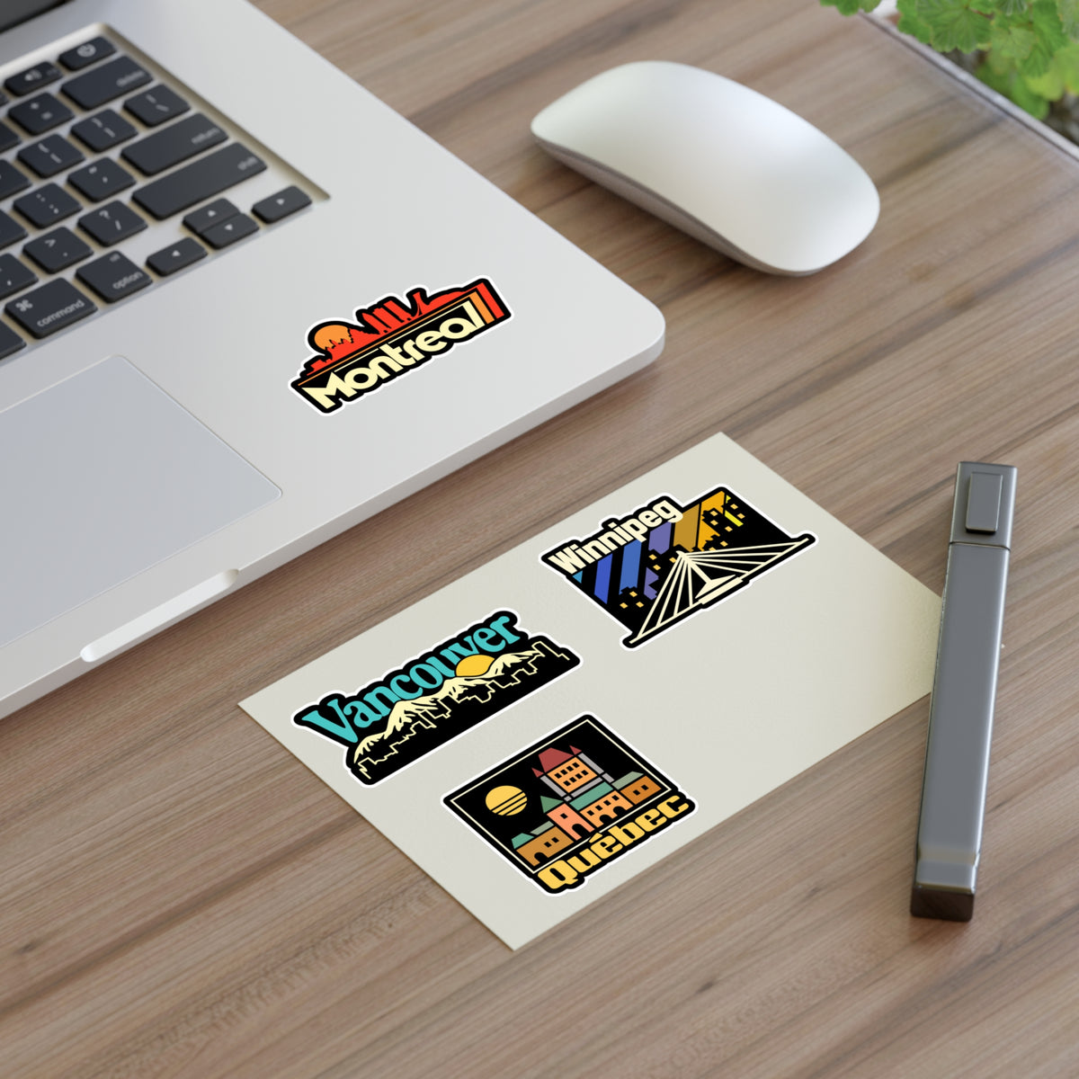 Vancouver, Winnipeg, Quebec, Montreal Retro Stickers