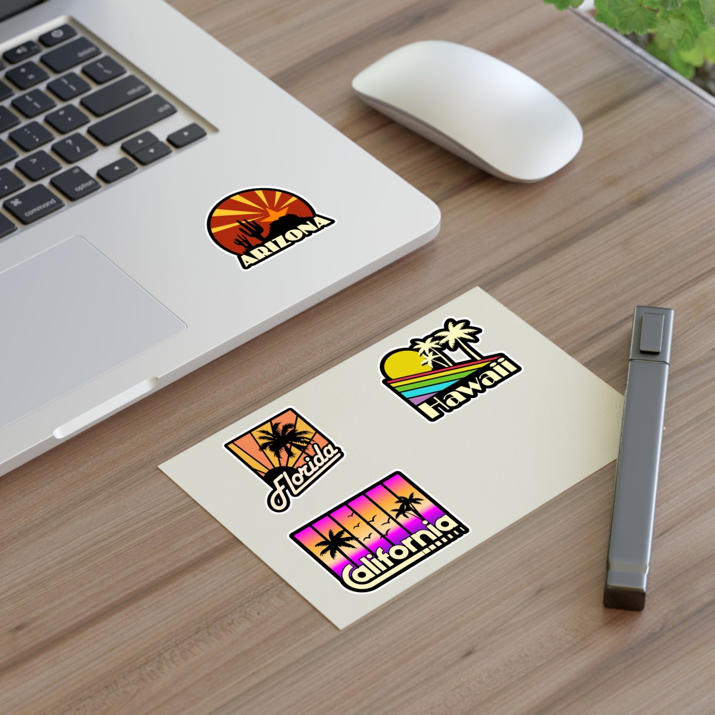 Florida, Hawaii, California, Arizona Retro Stickers